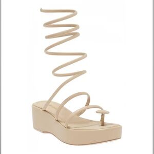 Cult Gaia Nude Leather Spiral Sandals